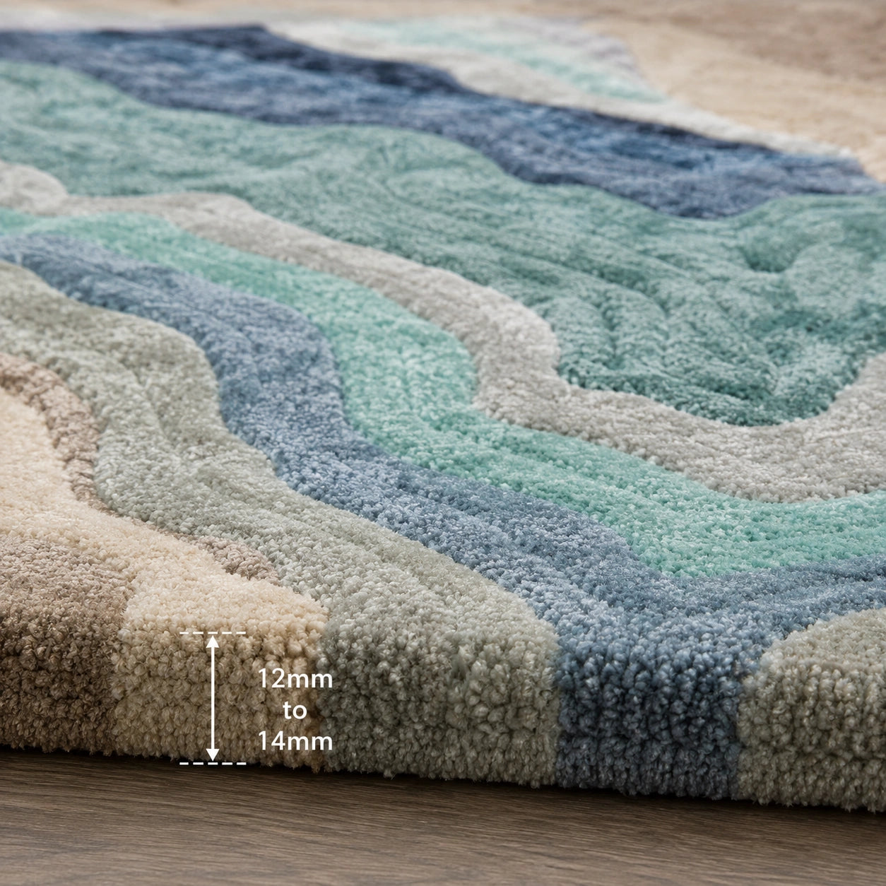 Azure contours wool rug