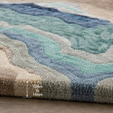 Azure contours wool rug