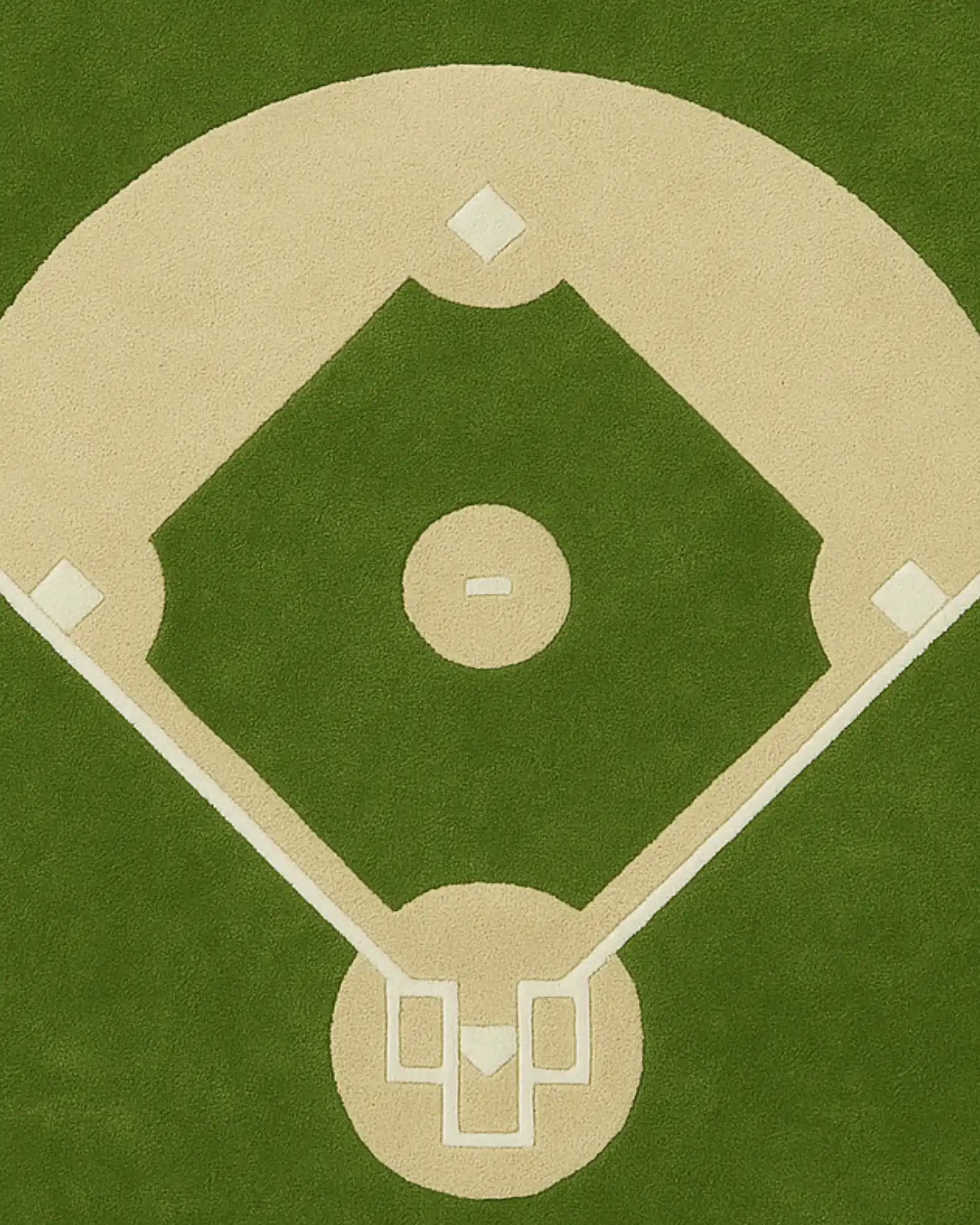 Modern hand-tufted baseball field area rug for game rooms.