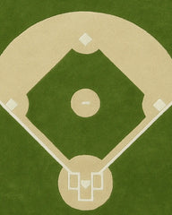 Modern hand-tufted baseball field area rug for game rooms.