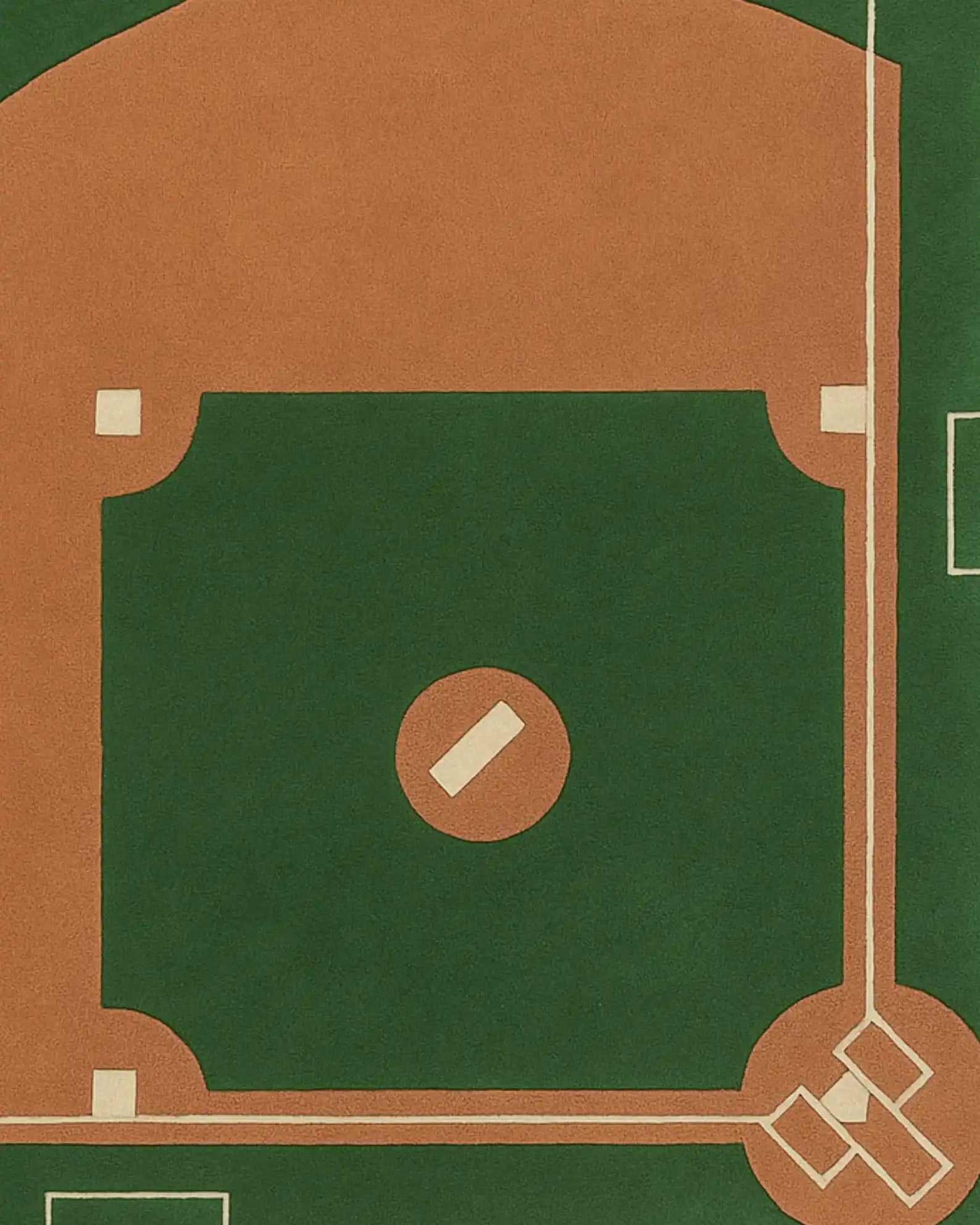 Modern hand-tufted wool baseball rug for sports-themed interiors.