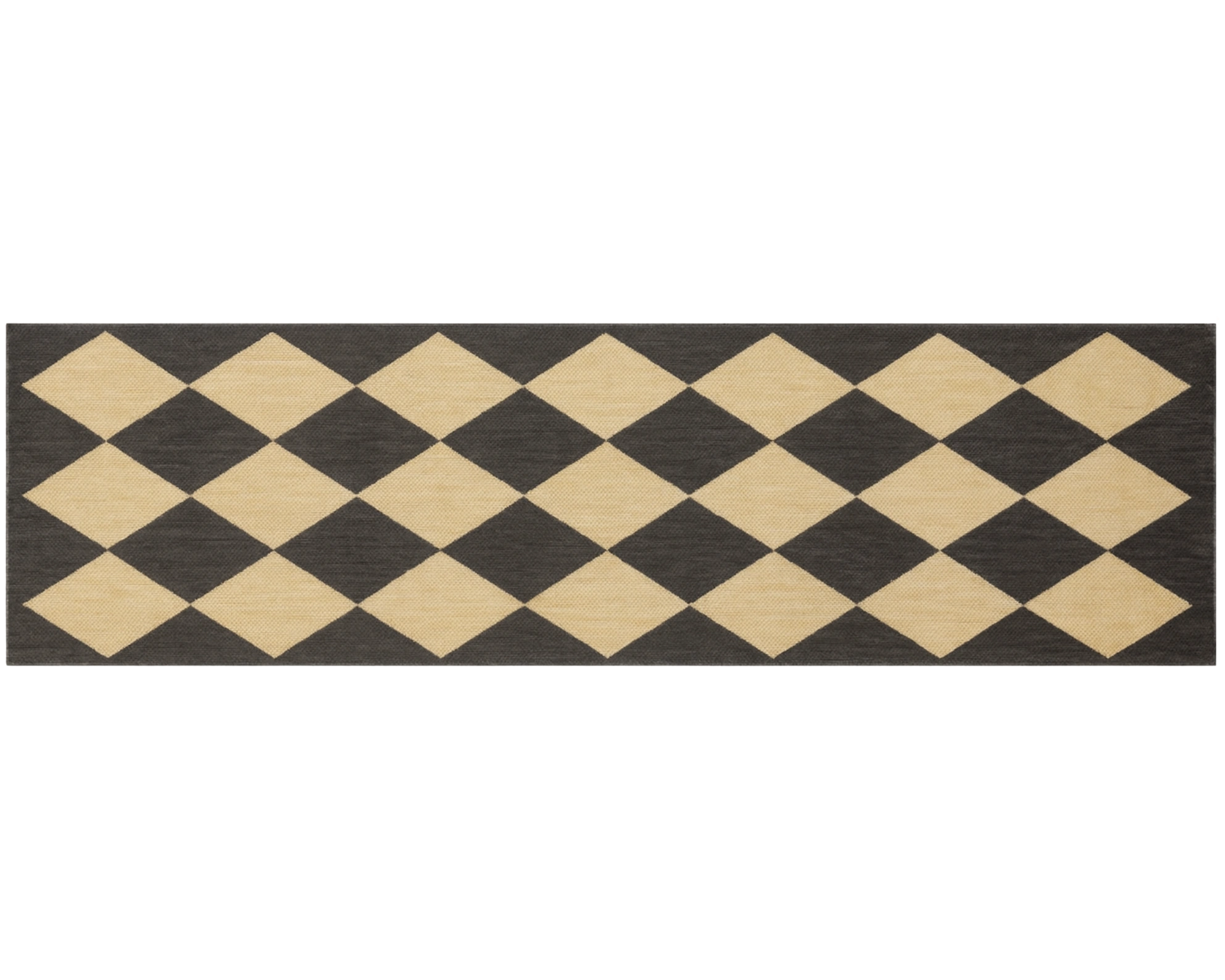 Geometric beige and charcoal runner rug