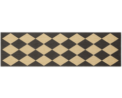 Geometric beige and charcoal runner rug