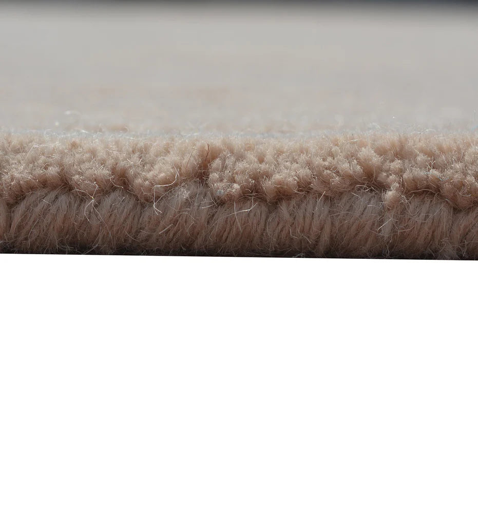 Modern hand-tufted beige rug for living room decor.