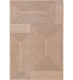 Beige modern rug with geometric rectangular line patterns in a minimalist design