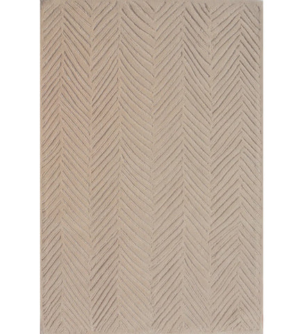Beige textured chevron rug with hand-tufted design.