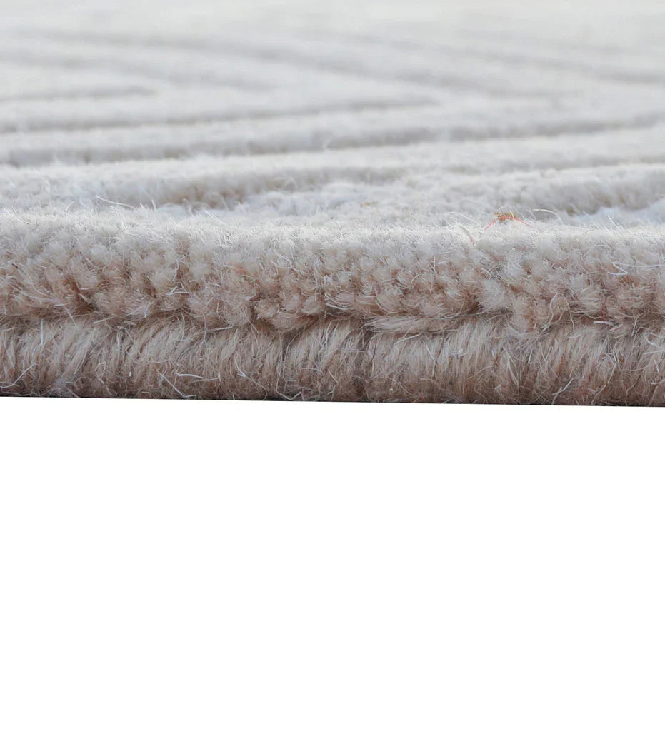 Brown chevron textured patterned hand tufted rug