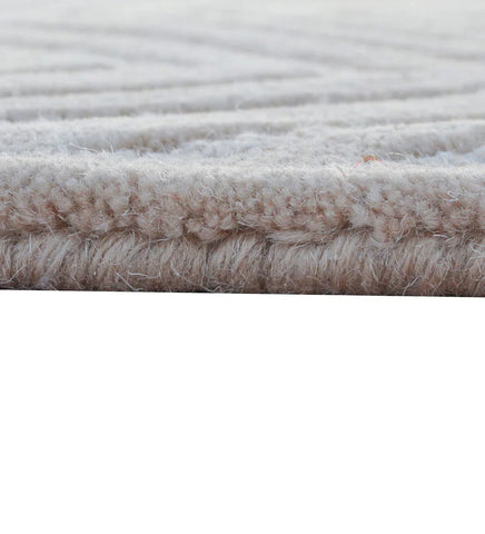 Brown chevron textured patterned hand tufted rug
