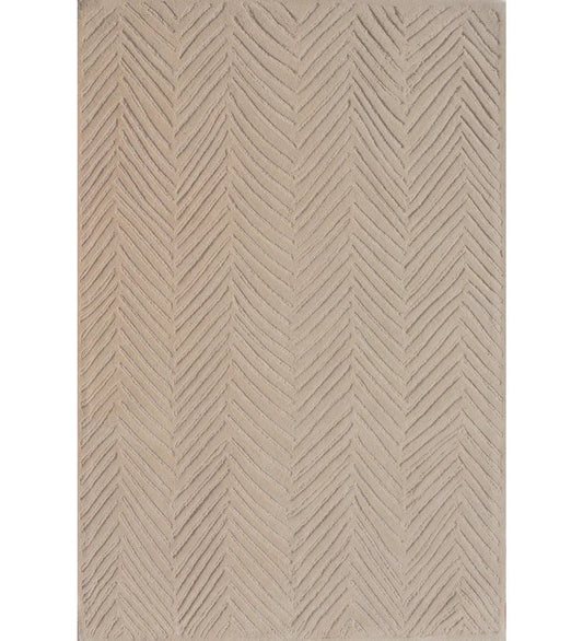 Beige chevron pattern hand tufted rug