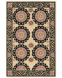 Beige & Black Hand-Tufted Wool Medallion Rug – Luxury Classic Design.