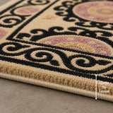 Beige black classic wool rug