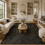 Beige black hand tufted rug