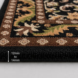 beige black wool rug