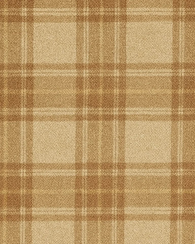 Washable plaid rug with beige and brown checks for farmhouse homes.