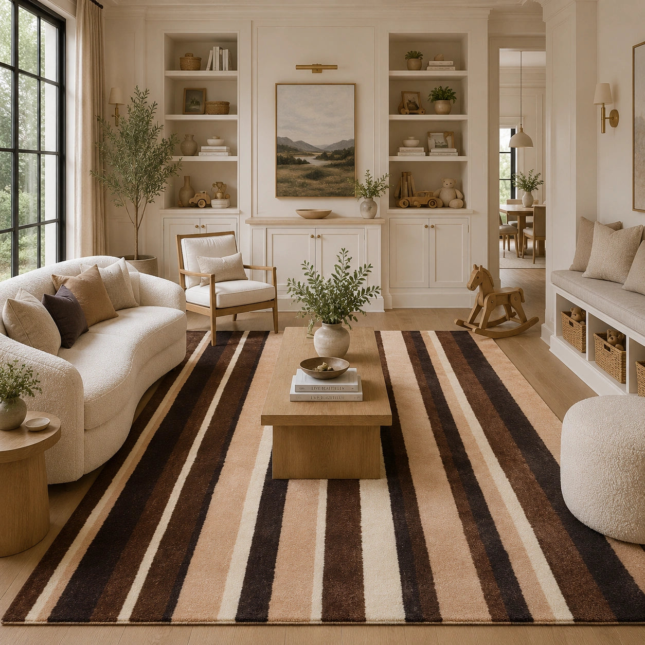 Brown striped wool rug