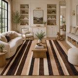 Brown striped wool rug
