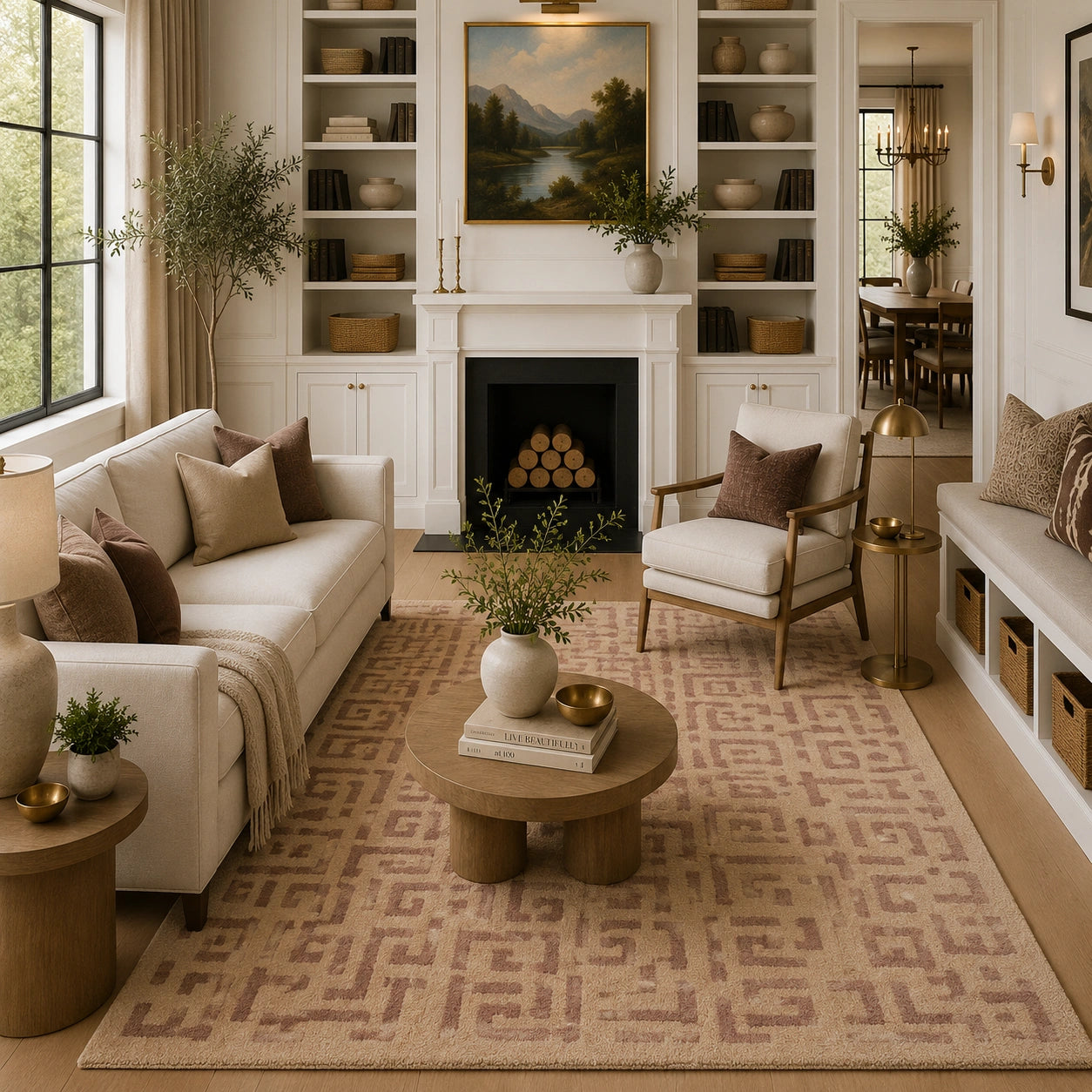 beige brown wool rug