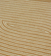 Luxury hand-tufted rug in camel brown with abstract arc motif