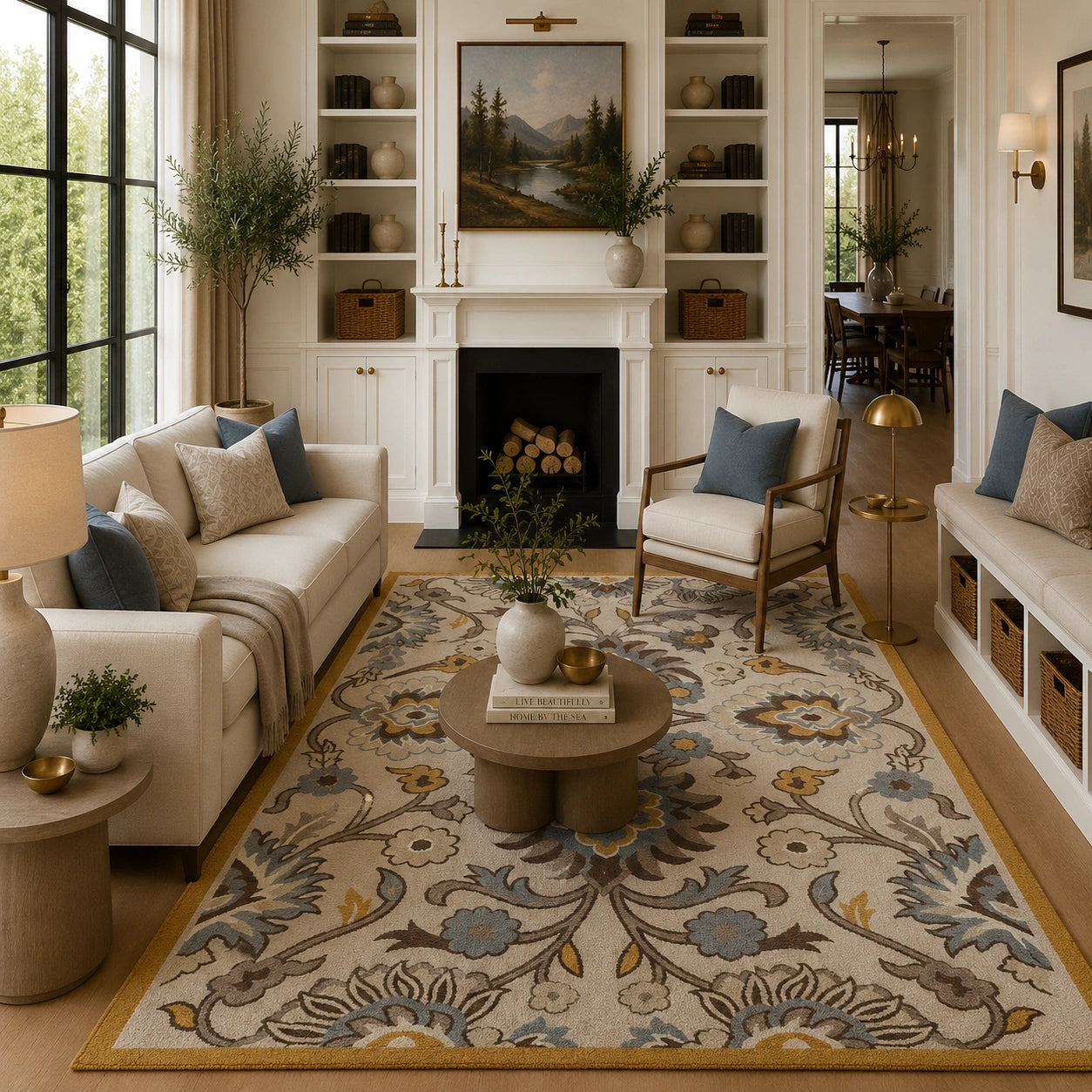 Beige & cream wool rug