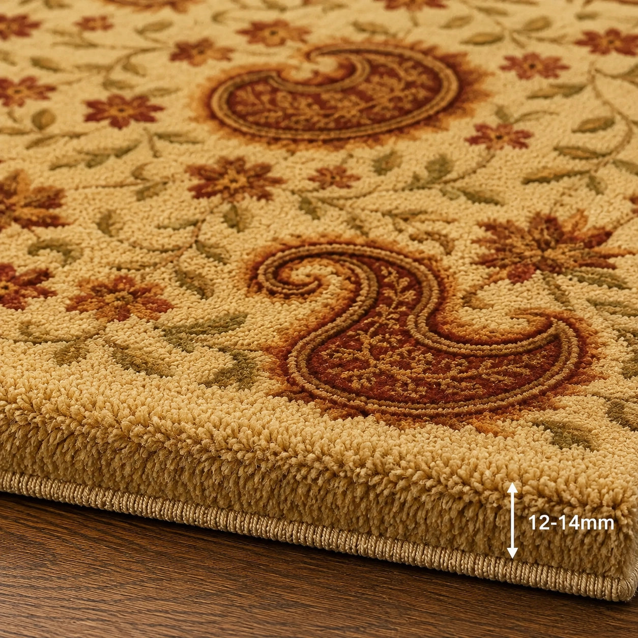 Beige maroon wool rug