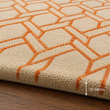 Beige orange wool rug