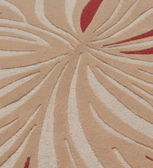 Luxury wool rug in beige with bold red accents