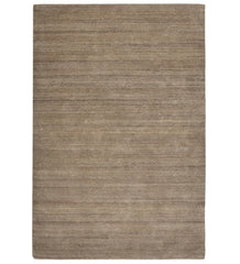 Minimalist beige hand-tufted wool rug with linear texture