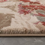 Beige and blush floral wool rug