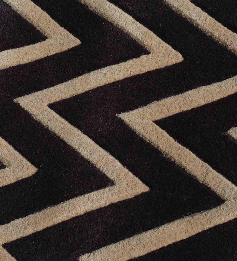 Brown and beige chevron pattern hand tufted runner wool rug