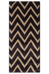 Beige and Brown Hand Tufted Runner Rug with Chevron patterns.