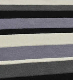 Black and grey striped hand-tufted wool runner rug close-up