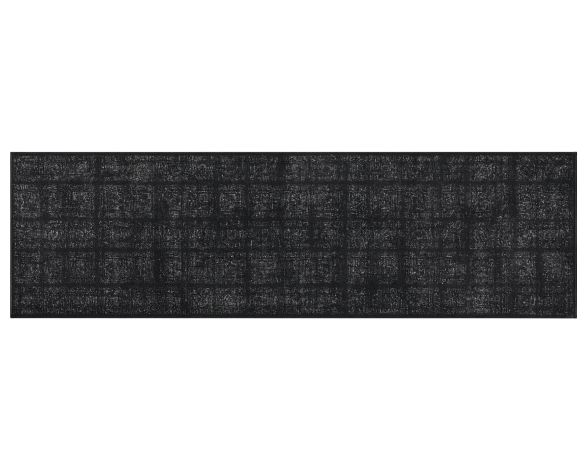 Distressed black hallway rug non-slip
