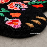 Black bear floral wool rug