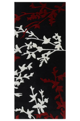 Black Floral Hand Tufted Runner Wool Rug