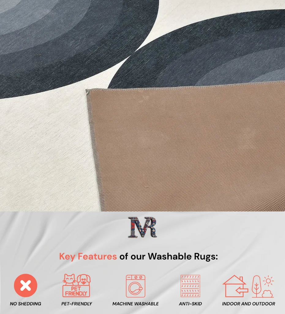 Stylish monochrome geometric rug for minimalist interiors.
