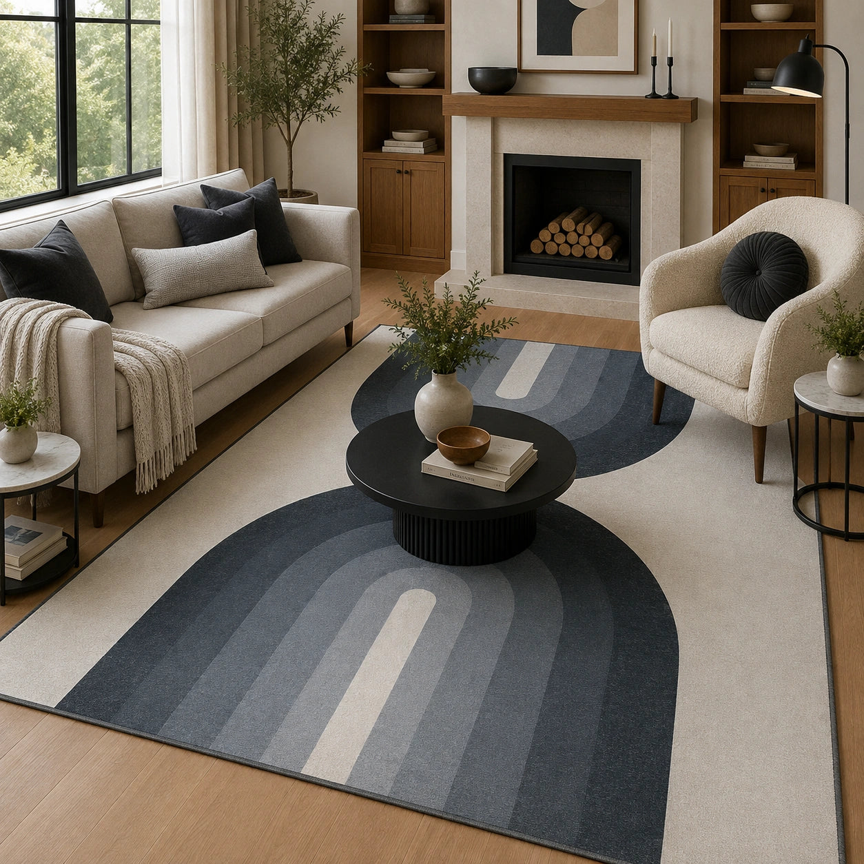 Beige gray modern rug