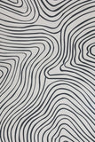 Black and white modern abstract rug with wavy contour lines, handwoven luxury design