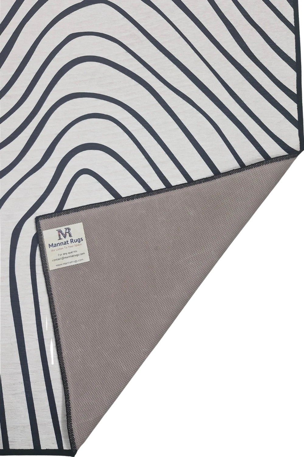 Minimalist black and white abstract rug for living rooms.