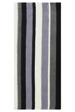 Black and gray hand tufted runner rug with vertical stripes on white background