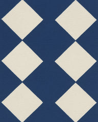 Navy checkered runner rug non-slip backing