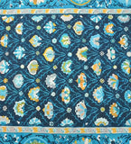 Luxury handwoven blue medallion rug with intricate floral patterns and detailed borders