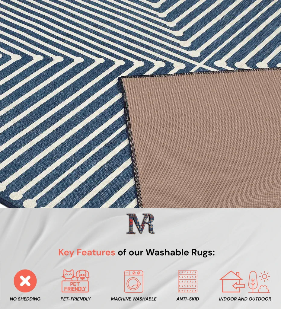 Stylish blue modern rug perfect for high-traffic living spaces.