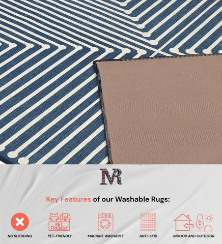 Stylish blue modern rug perfect for high-traffic living spaces.