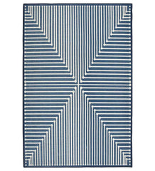 Blue Modern Geometric Rug with bold abstract shapes.