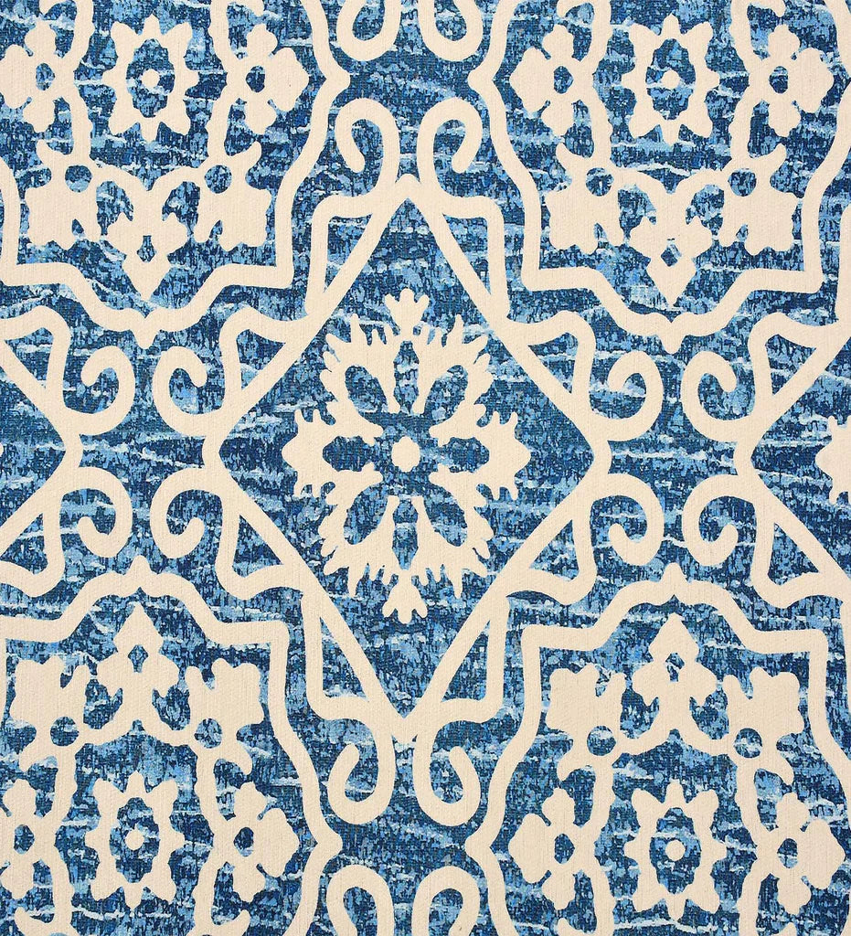 Traditional Moroccan design area rug in blue.