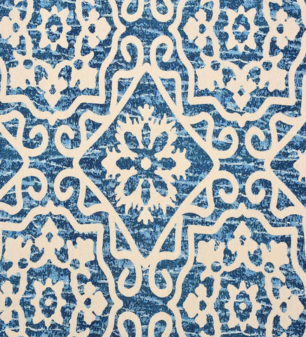 Traditional Moroccan design area rug in blue.