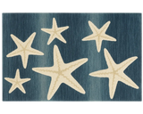 Ocean-themed rug featuring cream starfish on blue gradient