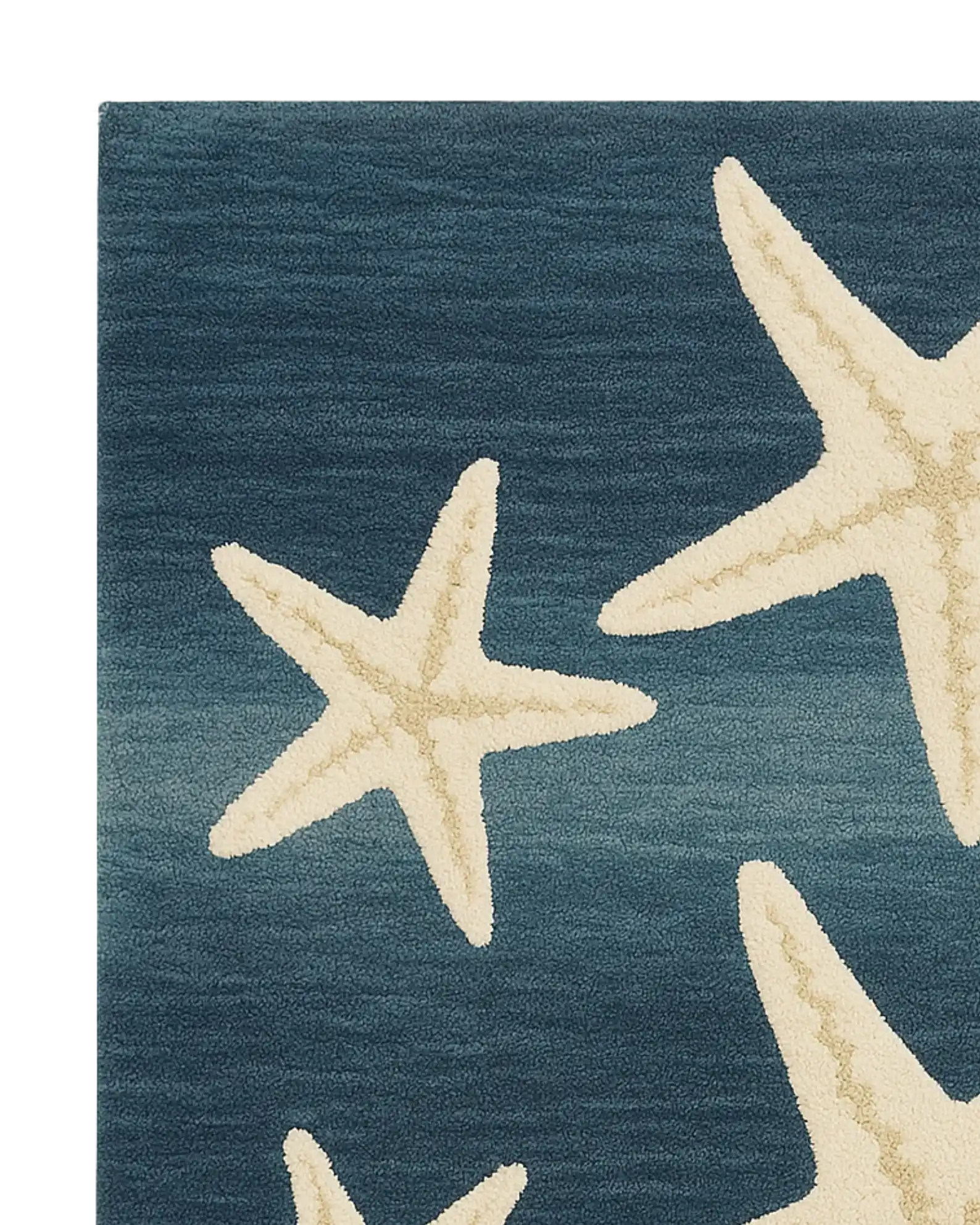 Premium wool blue starfish rug for beach-style interiors