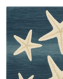 Premium wool blue starfish rug for beach-style interiors