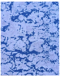 Abstract pixel wool rug with blue and beige irregular pattern